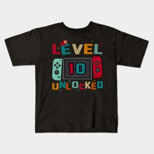 Level 10 Unlocked Gaming Birthday Boys 10th Birthday Gamer Kids T-Shirt